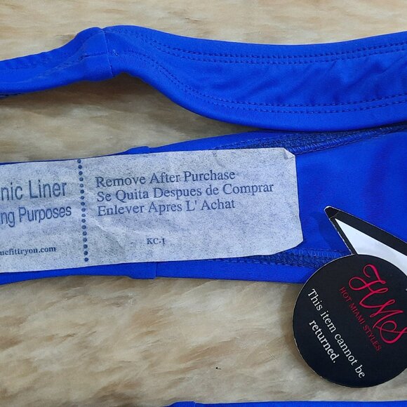 Hot Miami Styles Royal Blue Lace Up Back Thong Bikini - Picture 5 of 8